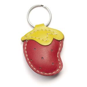 Leather Strawberry Keychain